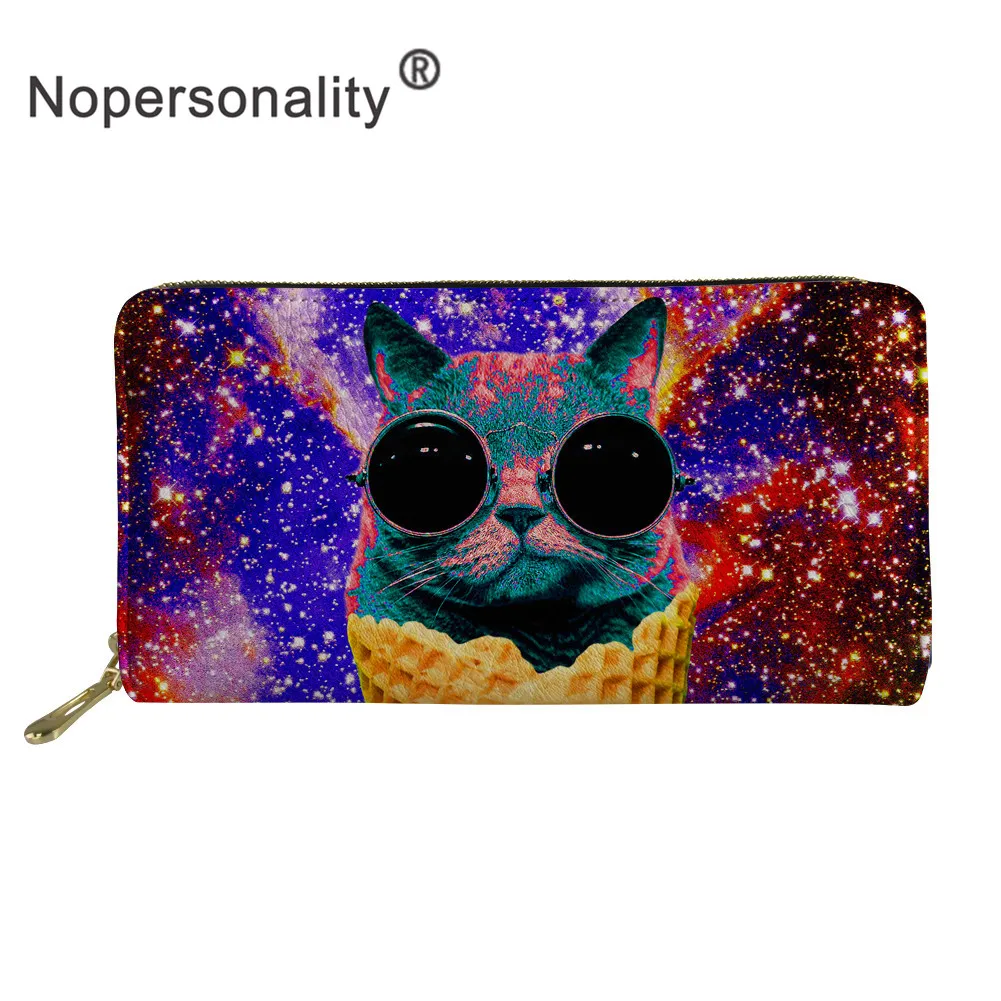Nopersonality, 3D, джинсовый, с принтом кота, забавный, кожзам, кошельки, водонепроницаемые, женские, повседневные, кошельки, длинный кожаный кошелек, сумка для денег для дам - Цвет: CC2221Z21