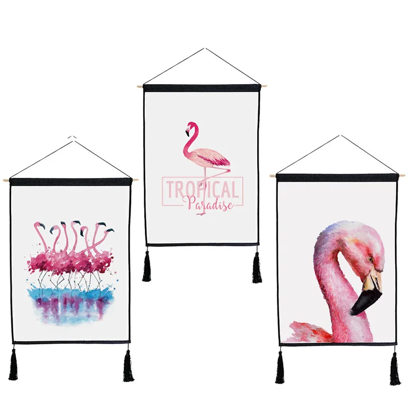 

Flamingo Patterns Tapestry Hanging Wall Cotton Cloth Handmade Art Beautiful Party Apartment Home Dorm Room Decoration Tapestries