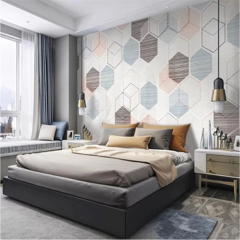Nordic Minimalist Abstract Lines Geometric TV Background Wall Mural Wallpaper Modern Decor Paper 3D Papel De Parede | Обустройство