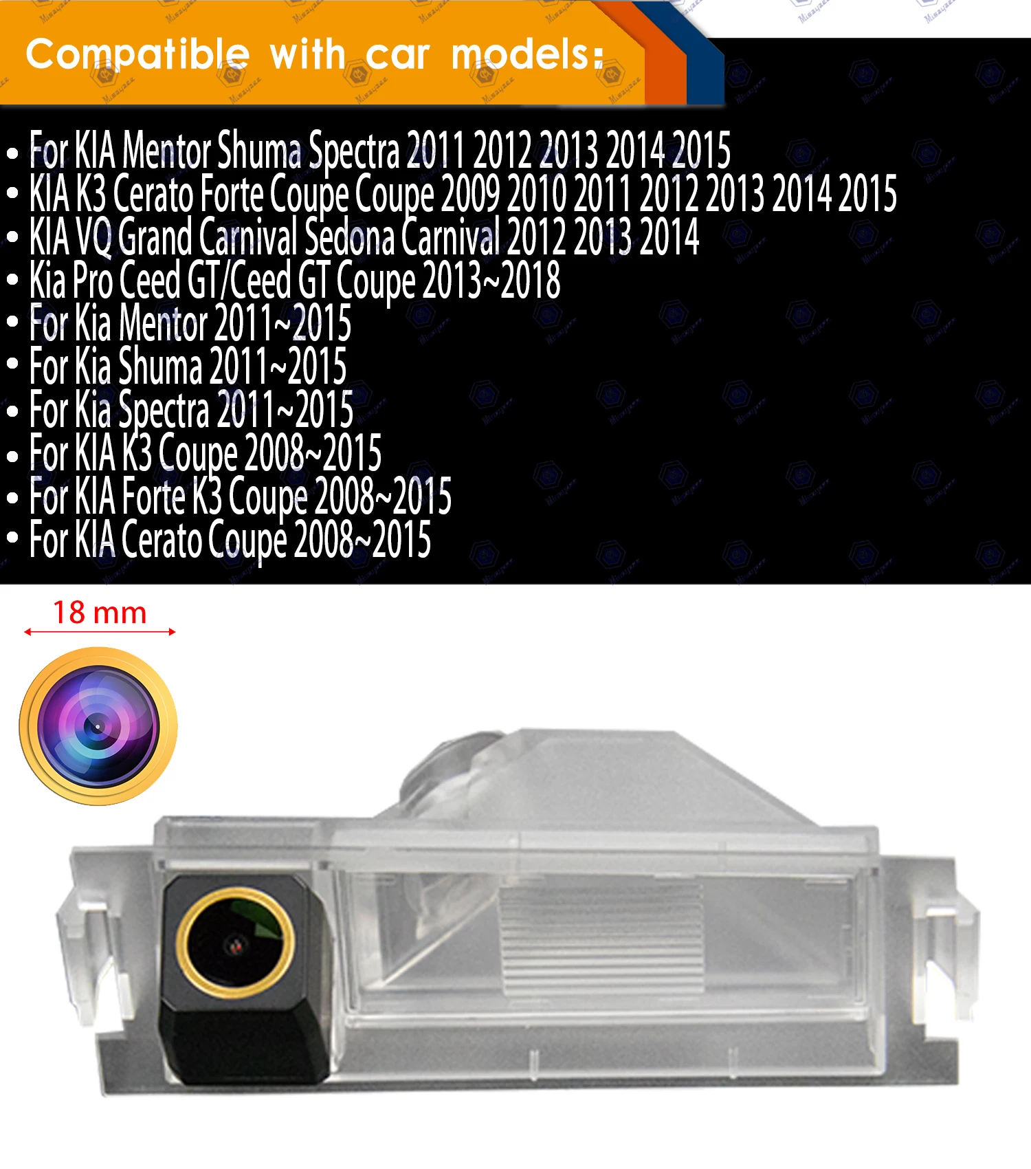 

Камера заднего вида HD 1280x720p для KIA Mentor Shuma Spectra K3 Cerato Forte Coupe