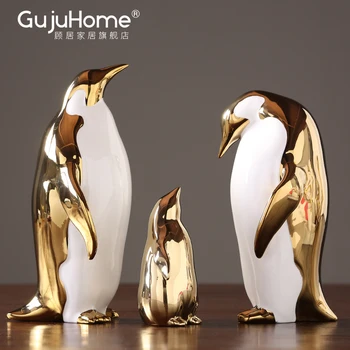 

Nordic Cute Ornaments Penguin Golden Art Creative Animal Abstract Crafts Ornaments Table Decorations Home Accessories DA60BJ