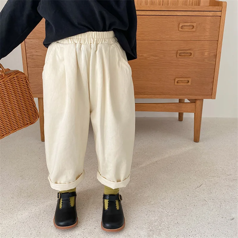 Korean style spring boys and girls solid casual pants unisex fashion loose all-match trousers for kids clothes girls pants,boys pants,kids pants,girls trousers