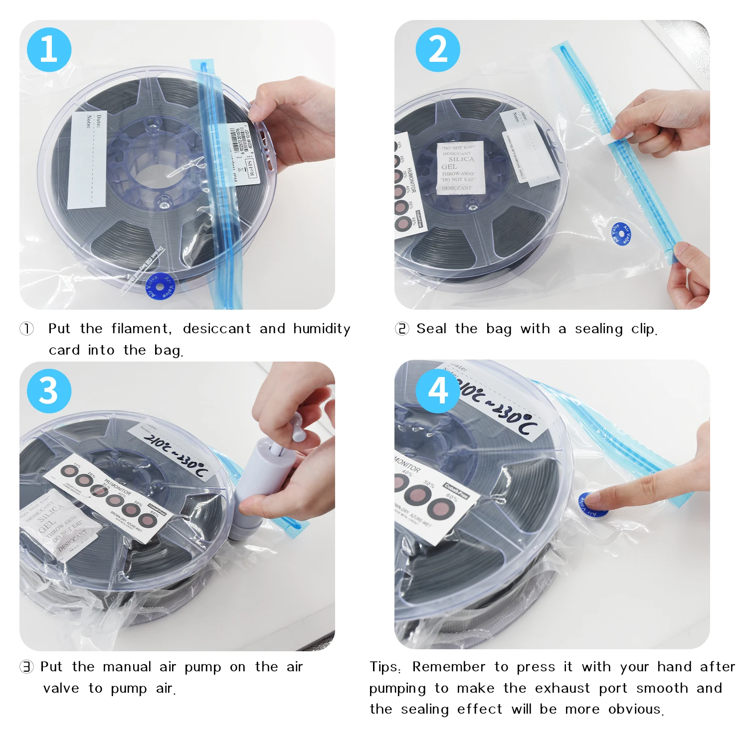 Twotrees 3D Print PLA ABS TPU PETG Filament Vacuum Bag Filament Storage Bag Twotrees 3D Print PLA ABS TPU PETG Filament Vacuum Bag Filament Storage Bag