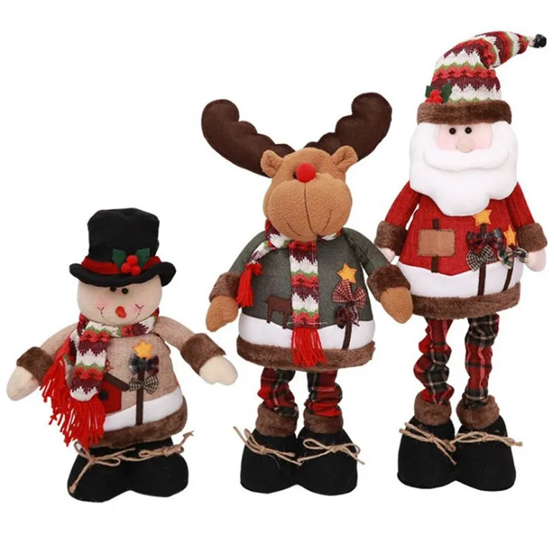 

2019 Merry Christmas Tree Ornaments 58cm Retractable Doll Kids Snowman Santa Claus Elk Doll Decorations for Home New Year Gift