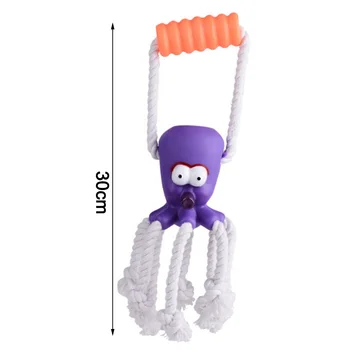 

Funny Octopus-shaped Toys Pet Dog Squeak Soft Chew Rope Knots Toys Octopus shape belt silicone rubber molar pet toy