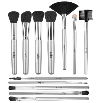 

12pcs Makeup Brushes, Silver Premium Synthetic Foundation Concealer Blending Eye Shadows Makeup Brush Set