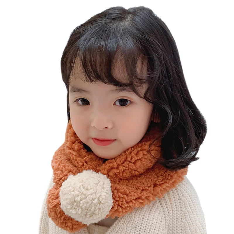 Зимний теплый плюшевый шарф для маленьких мальчиков и девочек, детские шарфы с воротником и шарфом, шейные платки для малышей - Цвет: O