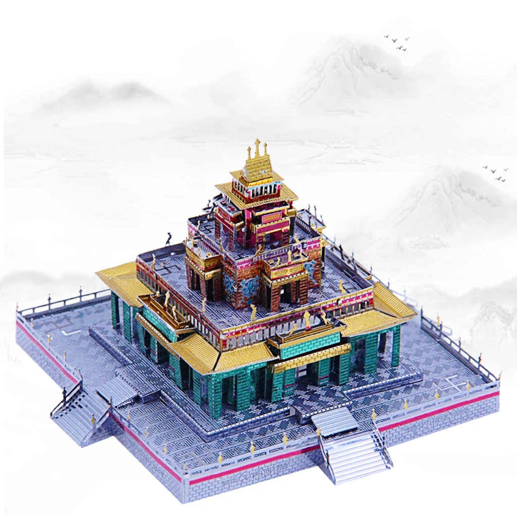 3D Metal Puzzle Tibetan Buddhist Temple Model Building Kits DIY Board Game Collectibles for Kids Adult Faminy Fun