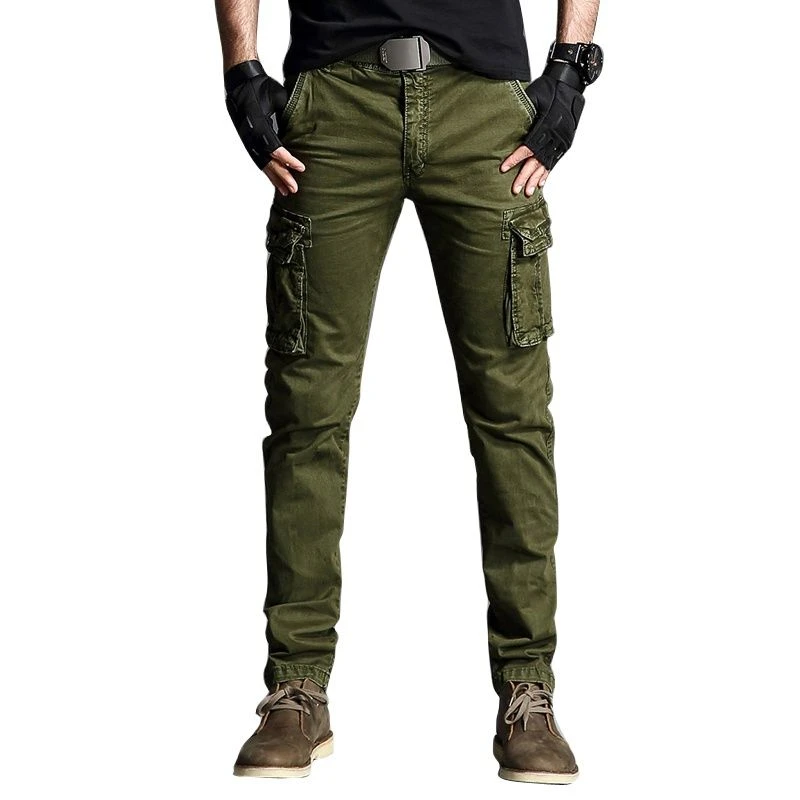 Green cargo pants slim Clearance