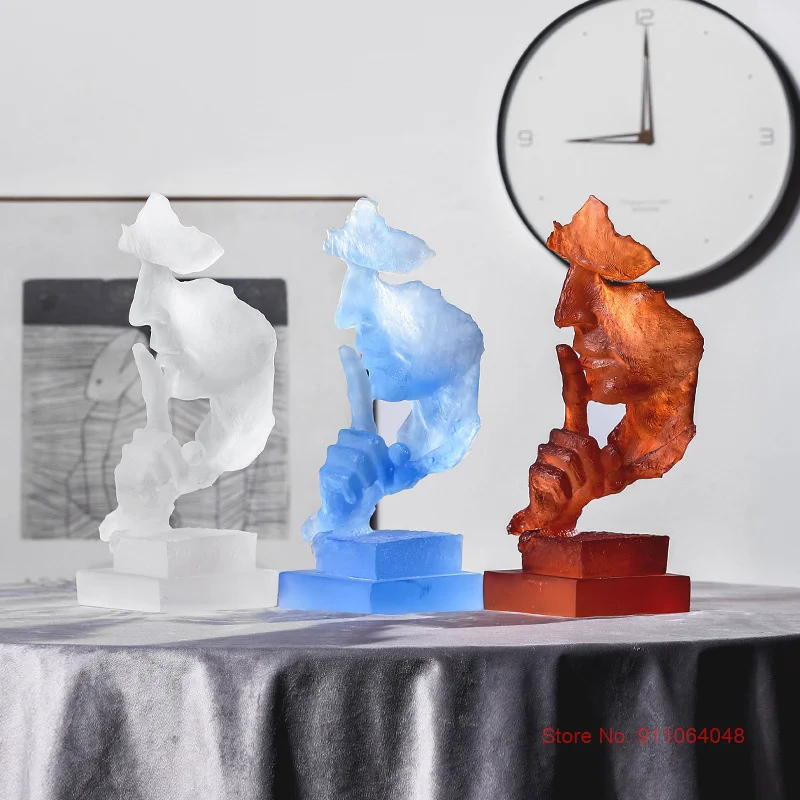 

Nordic Simple Abstract Sculpture Figurine Ornaments Silence Is Gold Office Home Decoration Accessories Modern Art Resin Decor