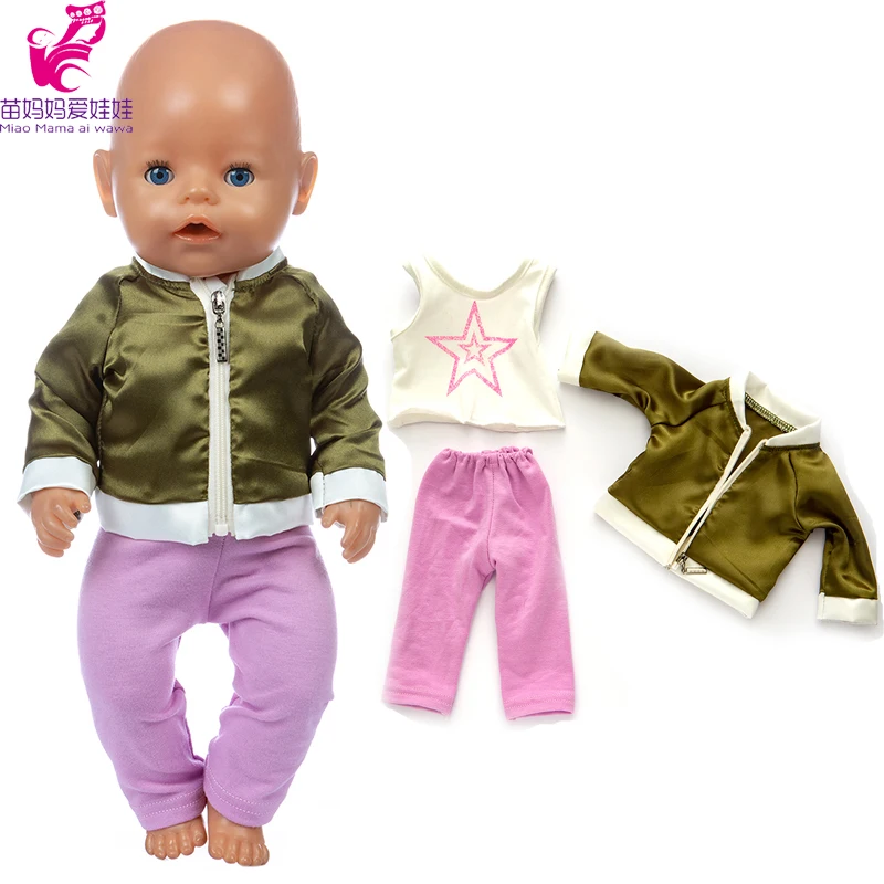 17 Inch Baby Doll Clothes Olive Green Jacket Shirt Pants for 18 Girl Outfit | Игрушки и хобби