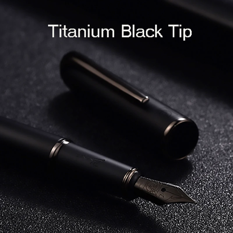 Picasso  Black Metal Fountain Pen Titanium Black EF/M/Bent Nib 0.38/0.6/1.0mm Matte Barrel Gift Box Option Business Pen Set