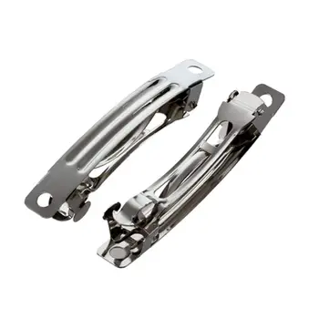 

50 Pcs 50mm Metal French Barrettes Hair Clips Bows - Silver