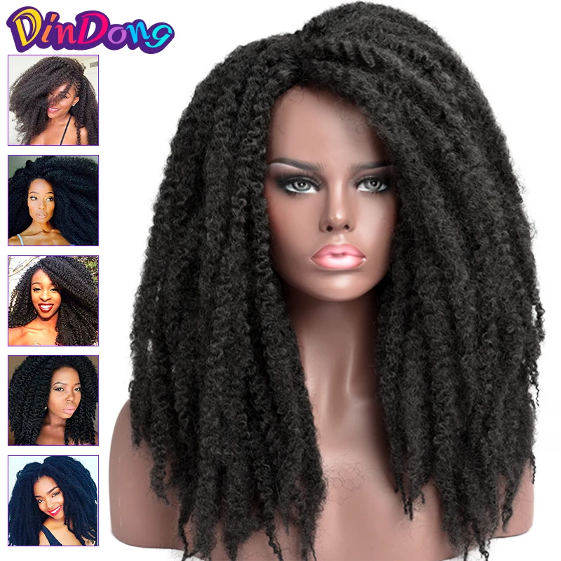 

DinDong Marley Braid Hair Wig 18 inch Synthetic Dreadlock Marley Braided Wigs Soft Afro Kinky Natural Braiding for Women