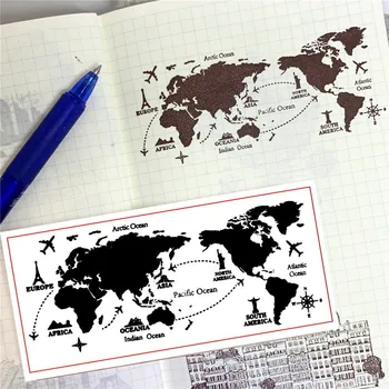 

World Map Craft Transparent Silicone Stamp for Scrapbooking DIY Photo album Decorative Card Making Clear Stamps Sheet