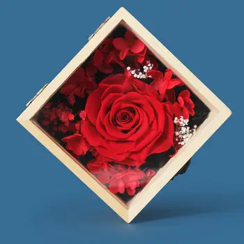 

Beauty And The Beast Red Rose In A Glass Dome On A Wooden For Valentine's Gifts Wedding gift Mother's Day Gift Dried Flower Deco