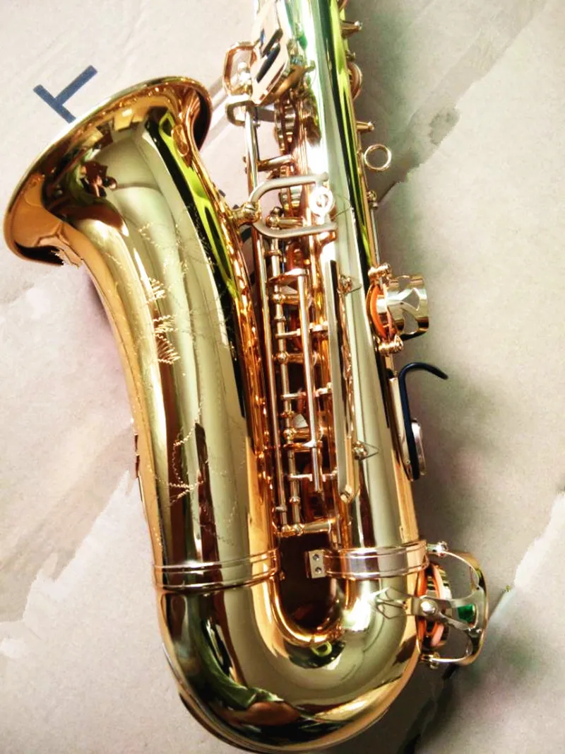 New Alto Saxophone Carving YAS-62 Gold Key Super Musical Instrument High Quality Electrophoretic Gold Sax Mouthpiece Gifts Free