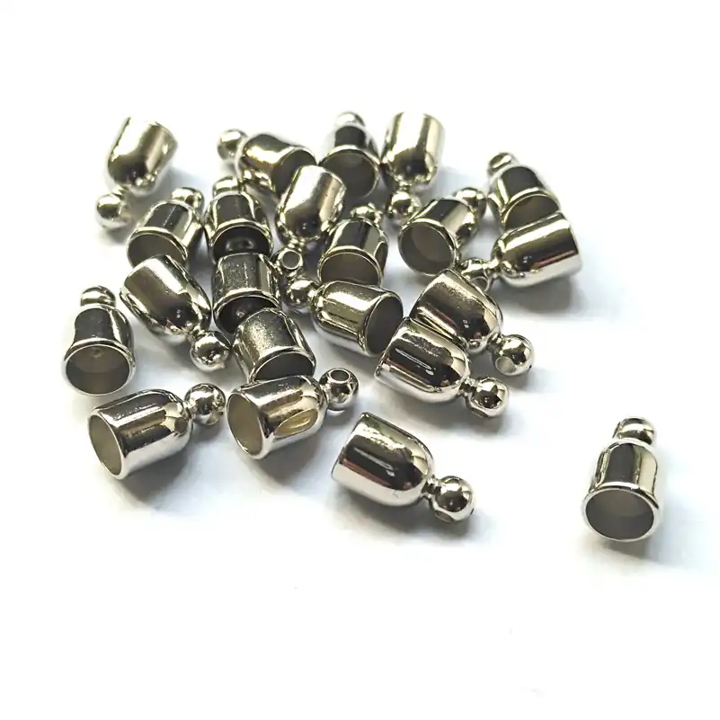 10 end caps for cords Bracelet matte silver column Necklace 20mmx 6mm Compatible cord: 3mm