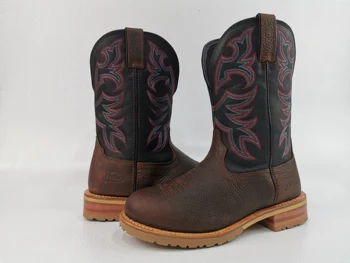 

Men's shoes vintage boots leather 2020 western cowboy boots printed non-slip knight medium handsome fashionable men's boots