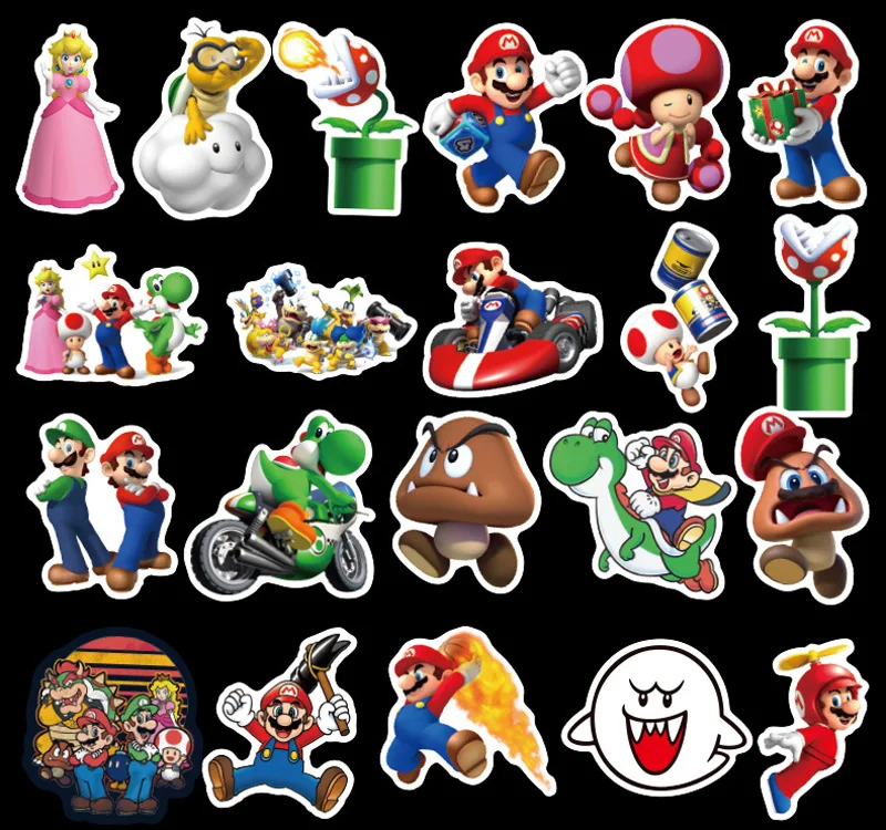 100 шт./упак. Марио граффити водостойкие наклейки Super Mario ветрозащитный водонепроницаемый мотоцикл тележка чехол Стикеры мультфильм Стикеры