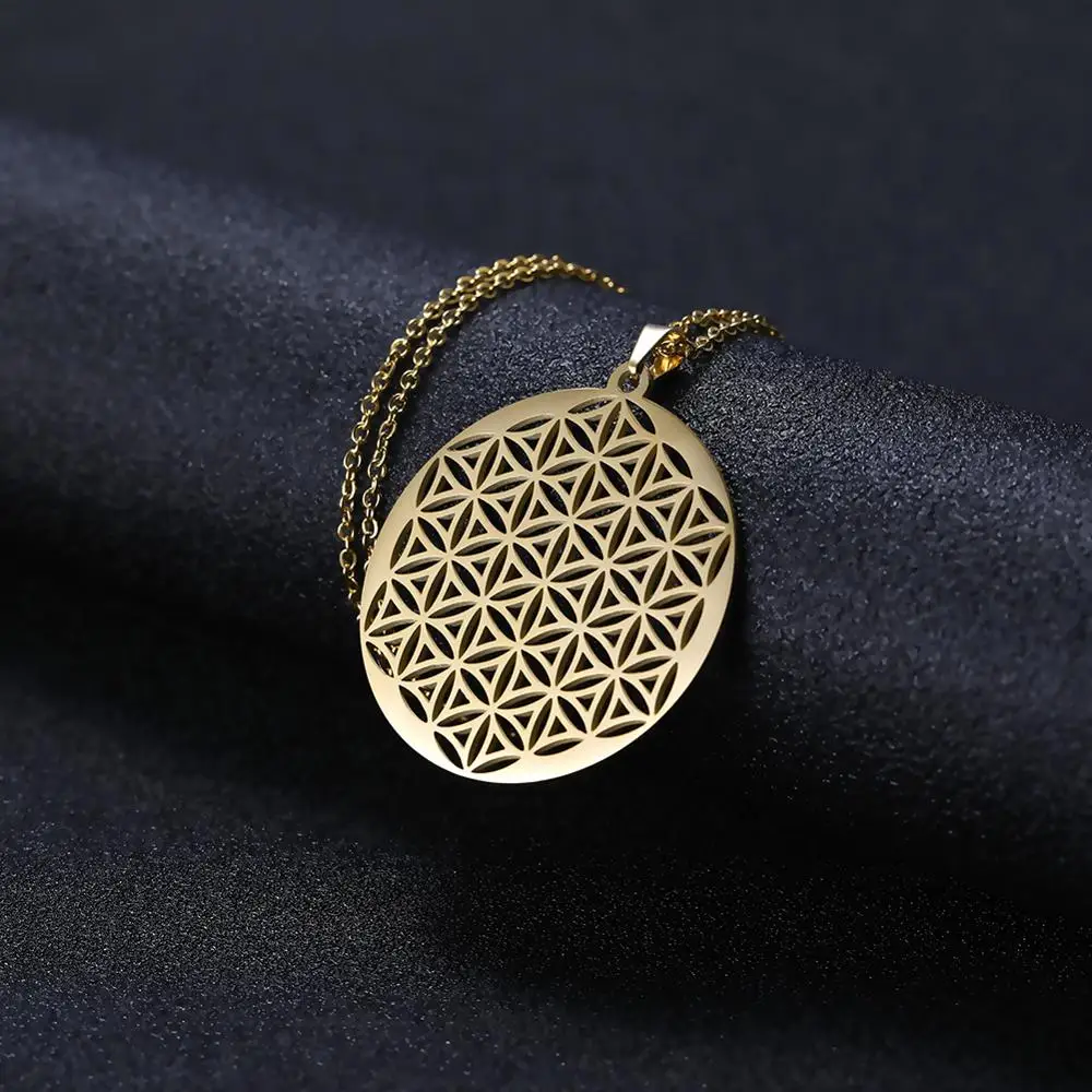 Flower of life 4 Lemegeton, цветок жизни, мандала, руны, ожерелье, буддийские ювелирные изделия, Священная геометрия, Женские аксессуары, ожерелье из нержавеющей стали - Окраска металла: Flower of life 4