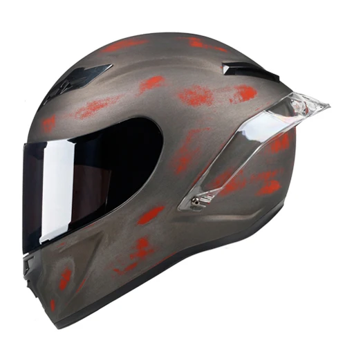 Полнолицевой шлем мото rcycle шлем rusty casco moto capacete de moto cicleta cascos para moto cask casco moto cross DOT утвержден - Цвет: 3