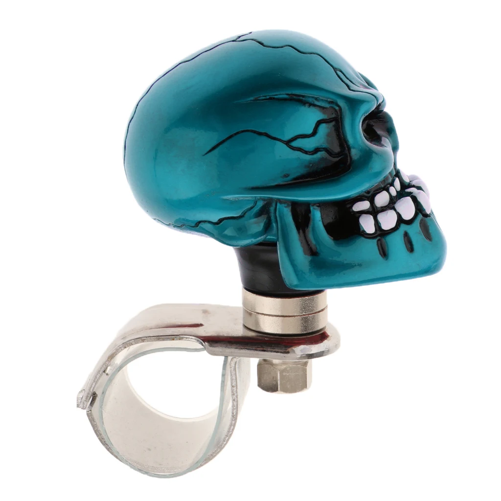 1PC Skull Head Car Steering Wheel Spinner Suicide Knob Handle Booster Resin+Metal 100x75x50mm