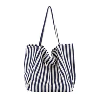 Ladies Classic Striped Canvas Handbag – Large Capacity Beach Tote, Casual Shoulder Bag for Women, Stylish Shopping & Travel Bag - Image 3