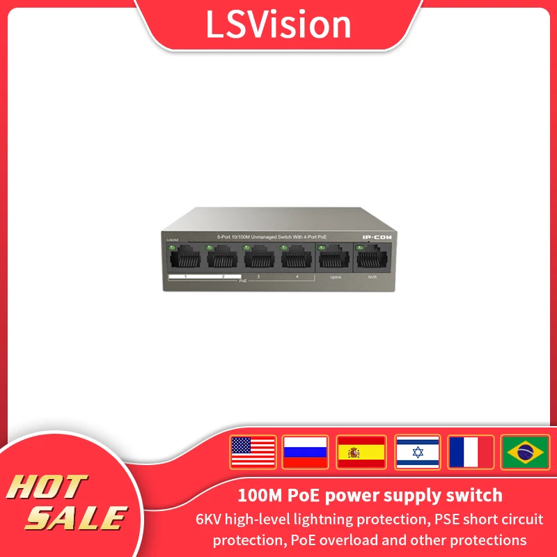 Коммутатор LSVision IEEE 802 3 коммутатор POE Ethernet-порт 2 канала связи 10/100 Мбит/с для