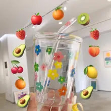 Howteleecreactive instagram стаканчик для воды hyuna стиль маленькая стеклянная соломенная чашка высокая боросиликатная термостойкая с молоком чашка для сока