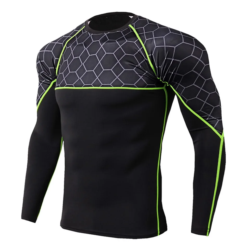 Rashgard компрессионная спортивная рубашка с длинным рукавом для мужчин, фитнес-топ, Спортивная футболка для спортзала, тренировочная футболка для бодибилдинга, футболка для бега