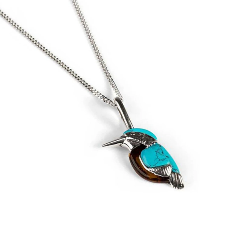 New Stone Animal Hummingbird Necklaces Fashion Silver Color Clavicle Chain Birds Pendant Necklace Collares Joyeria Mujer | Украшения и