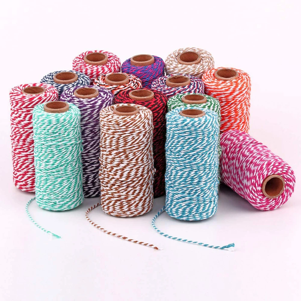 2MM 100M/Roll Colorful Cotton Cord Baker RopeTwine Cord String For Gift Wrapping Arts DIY Crafts Party Christmas Wedding Decor