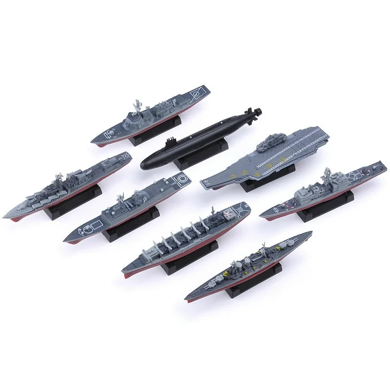 8pcs 4D Assembled Battleship Aircraft Carrier Submarine Warship Ship DIY Models 