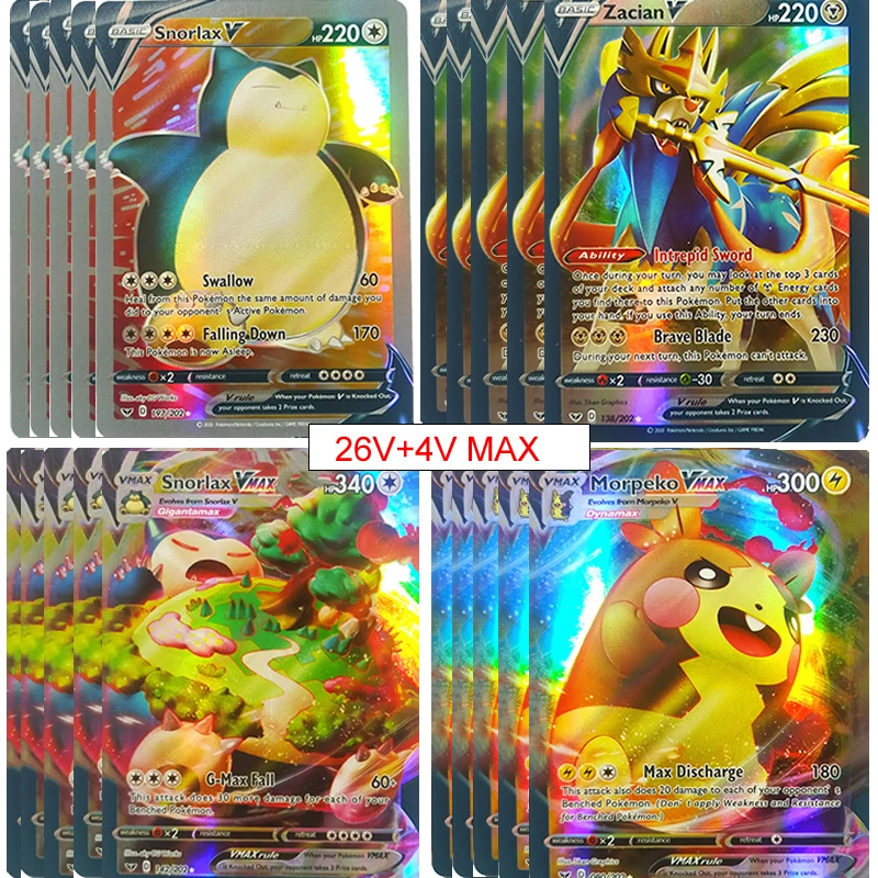 30PCS Pokemon Cards V Vmax Shining Card English Sword Shield Booster Box Collection Trading Game Card For Childer Kids Toy Gift afbeelding