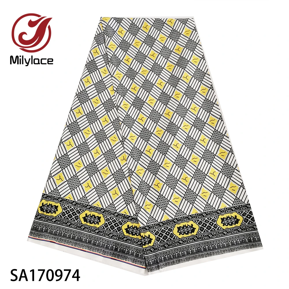SA170974 Последняя африканская печать Анкара Атласная Ткань 5 ярдов модная цифровая восковая печать шелковая атласная ткань для одежды SA170970-77 - Цвет: SA170974