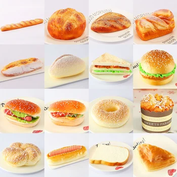 

Fake bread Hamburger Simulation Decor Cake Squeeze Decoration home soft decorative window display photography props Kitchen Toy