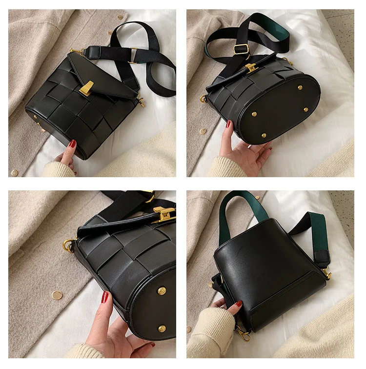 

2019 Winter New Style WOMEN'S Bag Cool Square Quilted Korean-style Versatile Lock Bucket Bag Shoulder WOMEN'S Bag