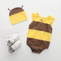 Lovely New baby boy girl rompers Newborn Infant Toddler Boy Girl Summer clothes Romper cotton Jumpsuit Clothes+hat set 5