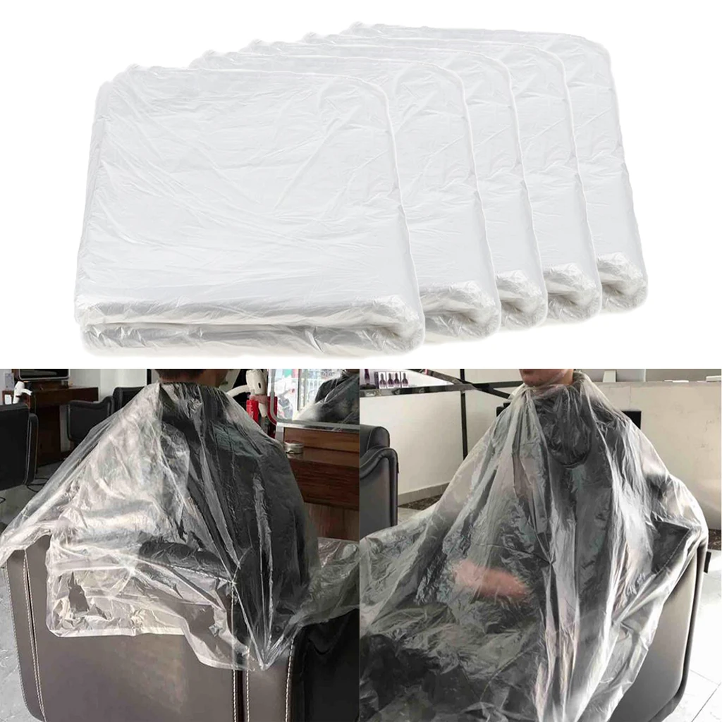 500x Disposable Hair Cutting Cape Gown Hairdresser Capes Apron Transparent