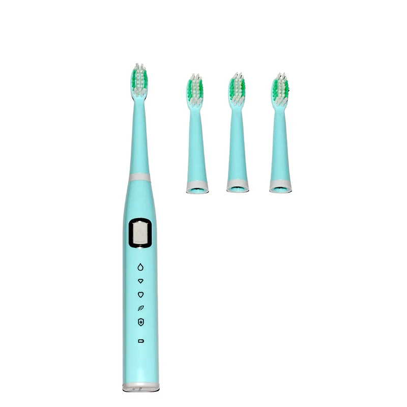 Электрическая зубная щетка для взрослых и детей, USB Индукционная перезаряжаемая электрическая зубная щетка, звуковая электрическая зубная щетка IPX7, водонепроницаемая - Color: Light Green