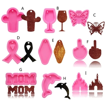 

1 Pc Handmade Dolphin Butterfly MOM Castle Ribbon Bow Keychain Pendant Mold Resin Casting Silicone Molds Jewelry Making Tools