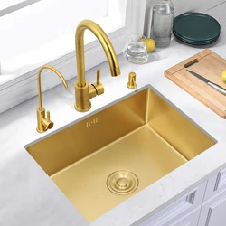 Soap Dispensor Kitchen Sink Vegetables Drain Basket Gold Stanless Steel Rinser Sinks Faucet Cocina Accesorio Home Improvement YQ