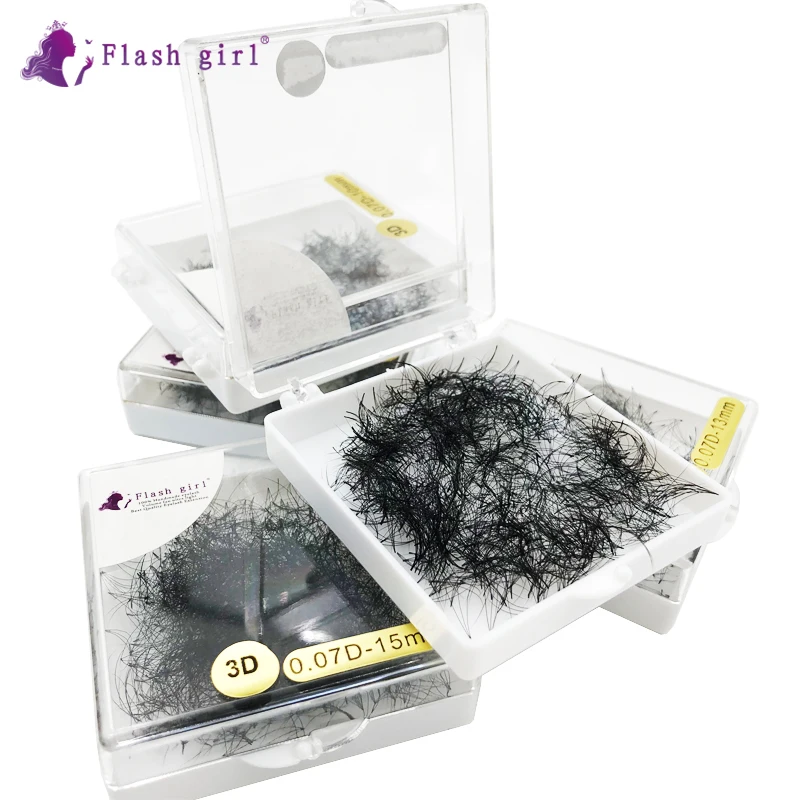 

Flash girl 1000 fans per box long and wispy 3D short stem premade fans Russia Volume eyelashes extensions