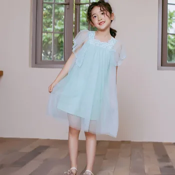 

YourSeason Cute Girls Princess Summer Loose Dresses 2020 Lace And Mesh Patchwork Fashion Dresses For Girls Baby