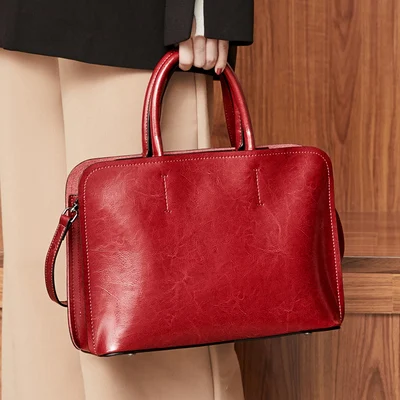

2020 OL commuter classice elegant tote handbag for female large capacity split leather black red brown one shoulder bag