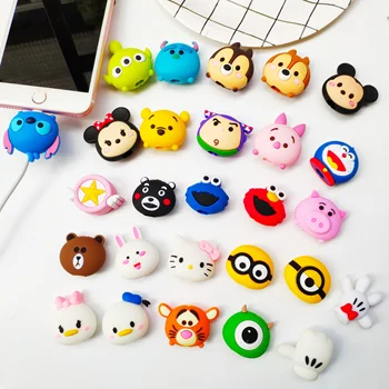 

Q version big head silicone data line protective cover bite a silicone cartoon anti-break data cable protector for iPhone huawei