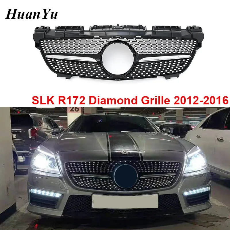 Алмазная решетка SLK Class R172 для Mercedes benz 2012 2016 Замена переднего бампера гриль SLK200 SLK250