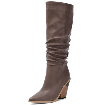 

Lapolaka High Quality 2020 Large Size 43 Strange Style Mid Calf Boots Woman Shoes Pointed Toe Slip On Concise Shoes Women Boots