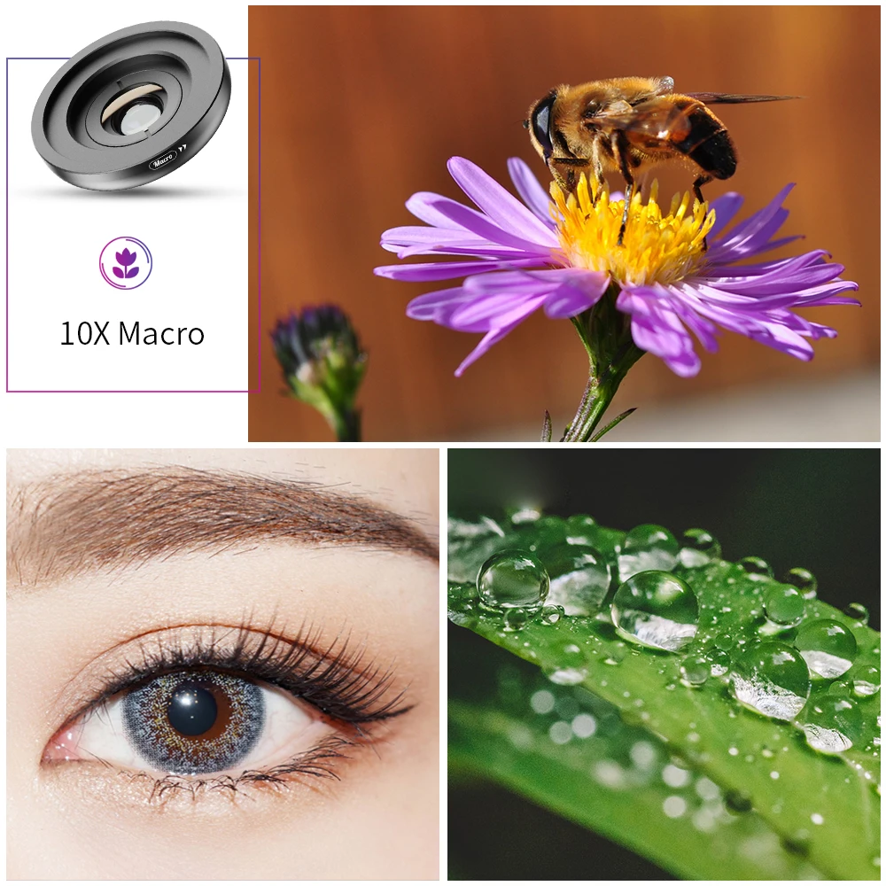 APEXEL 2 in 1 Lens 4K 120 Degree Super Wide Angle 10x lens macro photography iPhone Samsung xiaomi Realme All Cellphone wide angle conversion lens